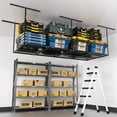 thumbnail image 6 of YOHKOH 3 x 8FT Overhead Garage Storage Rack, Adjustable Ceiling Storage Racks, Garage Shelving Heavy Duty Storage Organizer System,600lbs Weight Capacity (Black), 6 of 8