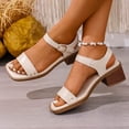 thumbnail image 6 of Viluyesy Womens Heeled Sandals, Ankle Strap Sling Back Square Toe Ladies Block Heels Dressy Shoes White US7, 6 of 7
