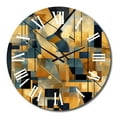 thumbnail image 2 of Designart "Cubist Visions in Gold II" Cubism Oversized Wall Clock, 2 of 5