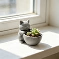 thumbnail image 2 of JHyouerji Cute Cat Shaped Plastic Succulent Planter Pot 7x2x3 Inch,Gray Drainage Hole Small Flower Container for Windowsill Office Indoor Plant Home Decor, 2 of 6