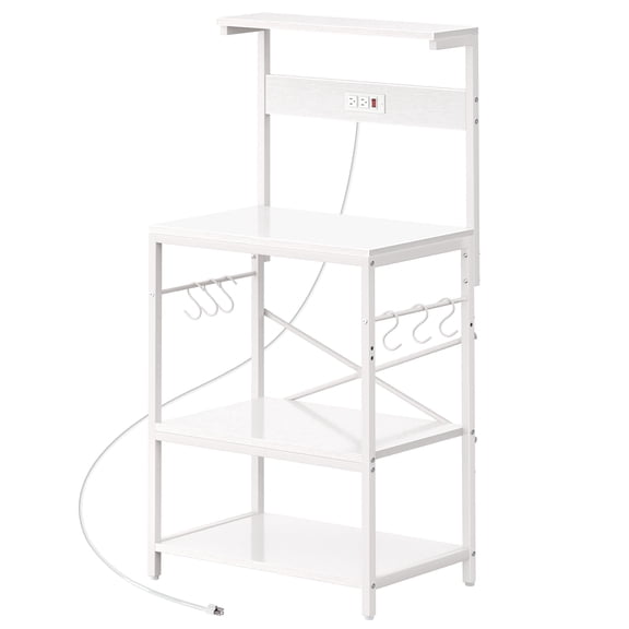 Amadwell 4-Tier Kitchen Storage Shelf Organizer Bakers Rack with Power Outlets, Coffee Bar & Microwave Stand
