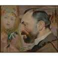 thumbnail image 2 of Jacek Malczewski 24x20 Black Ornate Framed Double Matted Museum Art Print Titled: Portrait of Feliks Jasieński (1903), 2 of 5