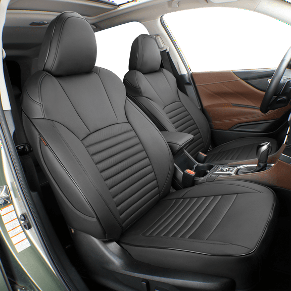 EKR Custom Fit Tucson Car Seat Covers for Hyundai Tucson 2022 2023 SE, SEL, Limited, N Line. 2024 SE, SEL, Limited, XRT -Breathable Leather Auto Seat Covers(Full Set,Black)