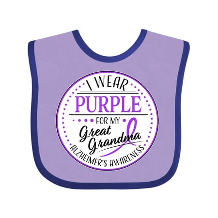 

Inktastic I Wear Purple for My Great Grandma- Alzheimers Awareness Gift Baby Boy or Baby Girl Bib