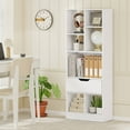 thumbnail image 4 of Costway 2 PCS 51" Tall Bookcase with Drawer 7 Open Cubes Anti-toppling Kits for Study Home White, 4 of 10