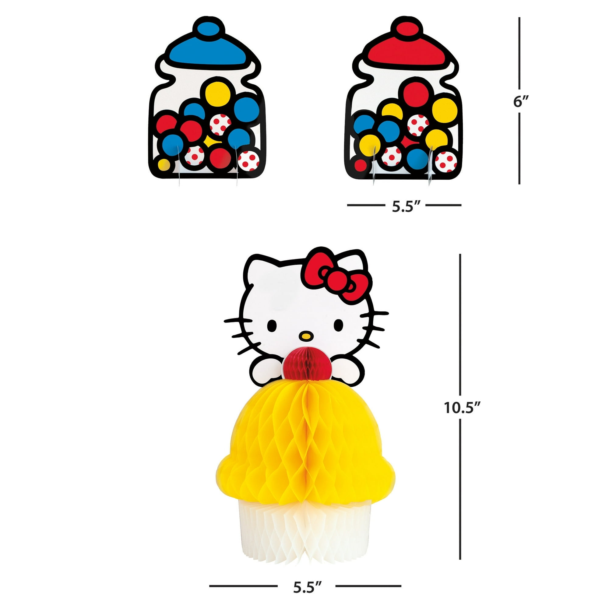 (2 pack) Hello Kitty & Friends Assorted Honeycomb Tissue Centerpieces, 3ct
