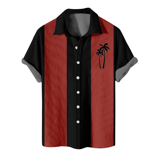 Men's Hawaiian Printed Button Short Sleeve Shirts Men's Casual Fashion Short Sleeve Shirts L
