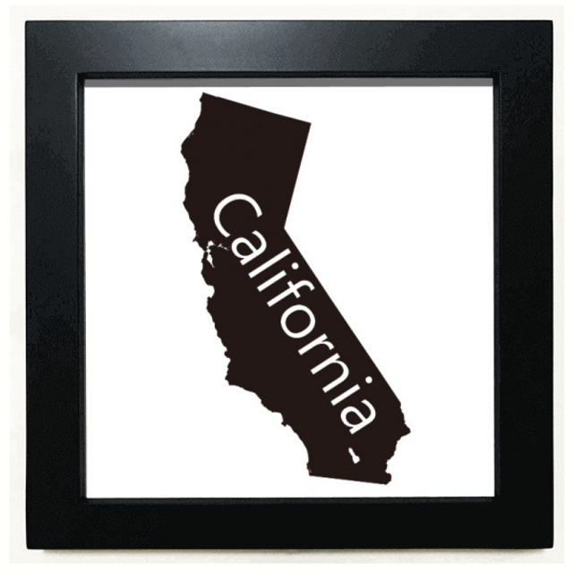 Los Estados Unidos California mapa silueta Mesa de pared con marco cuadrado negro