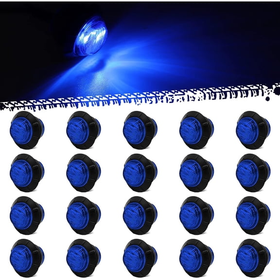 LINLIN Round Trailer Side Marker Lights,Universal 3/4" LED Front Rear Side Marker Indicators Light 12V/24V Bullet Clearance Marker Light Caravan SUV Trailer Wagon Recovery Truck Marker Light