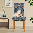 thumbnail image 4 of Yayeee 2 Pack Dining Chair Covers Stretch Parson Chairs Slipcovers Seat Protector, Blue Elegant Geometric, 4 of 6