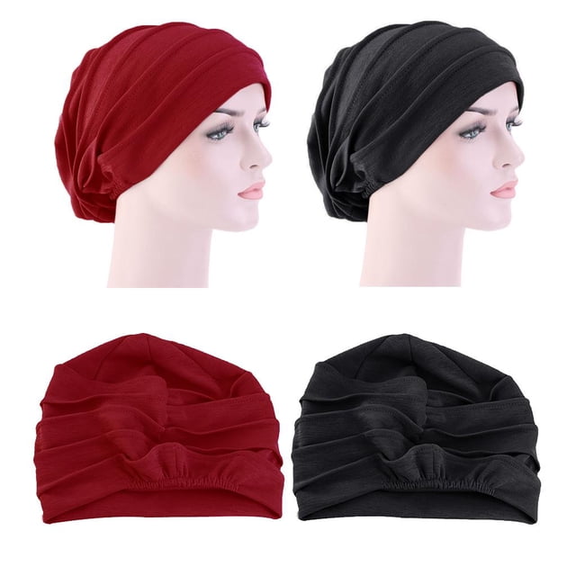 Gorros Mujer Yinane 2PCS Dormir Punto Suaves Ligeros Rojo Negro