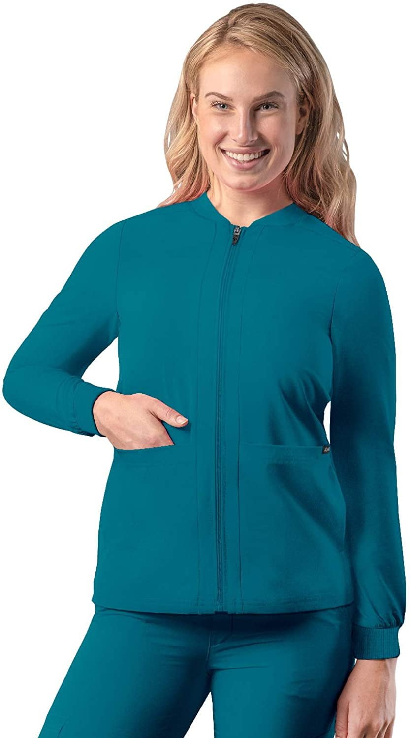 Adar Addition Scrubs For Women Zippered Bomber Scrub Jacket