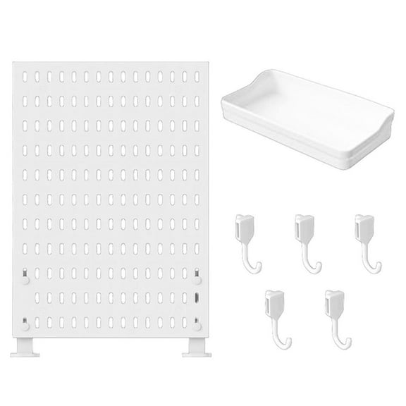 Pegboard Display Stand kit with 5 hooks,1 locker,2 vertical stands for Desktop