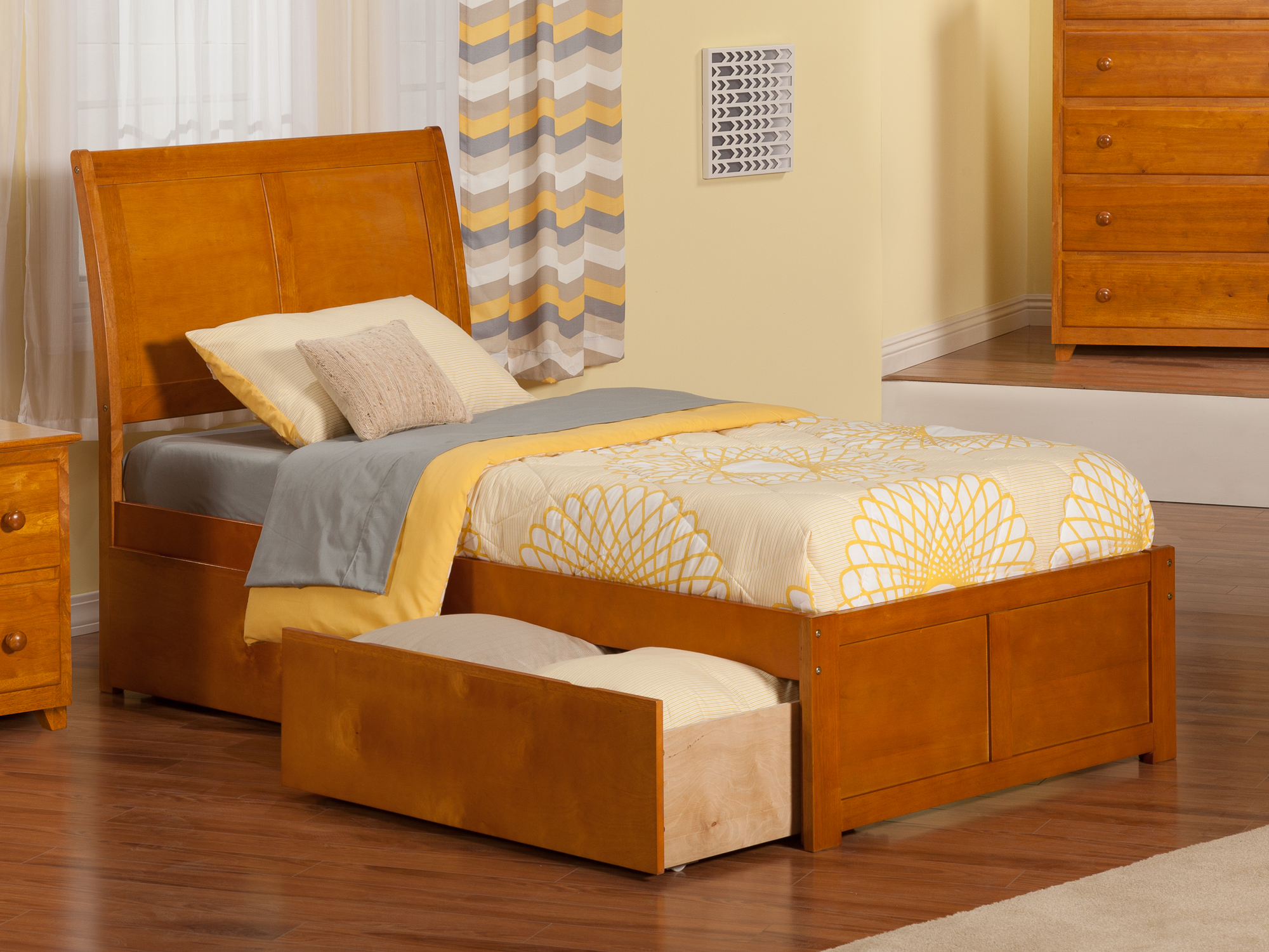 Portland Platform Bed with Flat Panel Foot Board and 2 Urban Bed Drawers in, Multiple Colors and Sizes - image 3 of 4