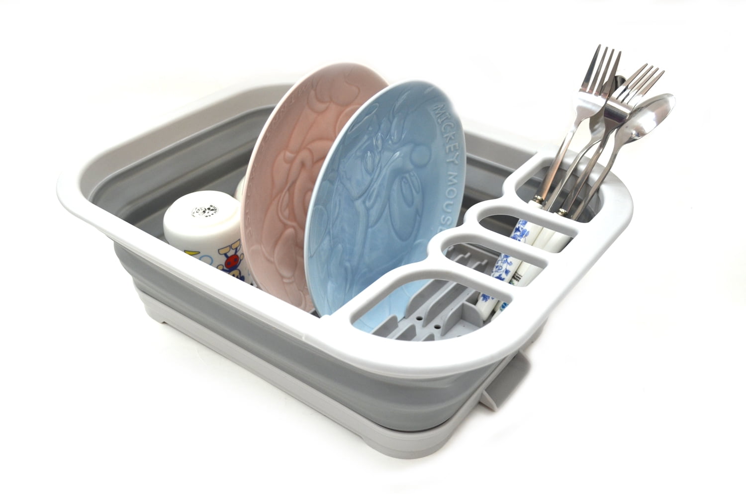 SAMMART Set of 2 Collapsible Dish Drainer with Drainer Board Foldable