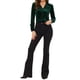 thumbnail image 2 of CAMISA DE VELVET DE MUJER INSPIRADA CHIC, CON BOTONES, CUELLO EN V, MANGA LARGA, BLUSA RETRO, TAMAÑO L, VERDE OSCURO, 2 of 7