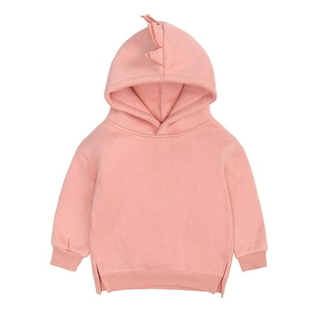 

Verugu Toddler Baby Boys Girls Solid Hoodie Sweatshirt Baby Dinosaur Long Sleeve Pullover Tops Outerwear Kids Fall Hooded Tracksuit Outfits with Pocket Pink 2-3 Years