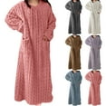 thumbnail image 3 of Lovskoo Nightgowns for Women Fashion Fuzzy Keep Warm Robe Bathrobe Long Sleeve Sleepshirt Nightshirt Full Length Sleepwear with Pockets Dark Gray, 3 of 3