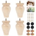 thumbnail image 3 of Lot de 4 Pieds de Meubles en Bois Pieds de Canapé Carrés Beige Moderne du Milieu du Siècle Pieds de Remplacement pour Fauteuil Inclinable Table Basse Commode, 3 of 10