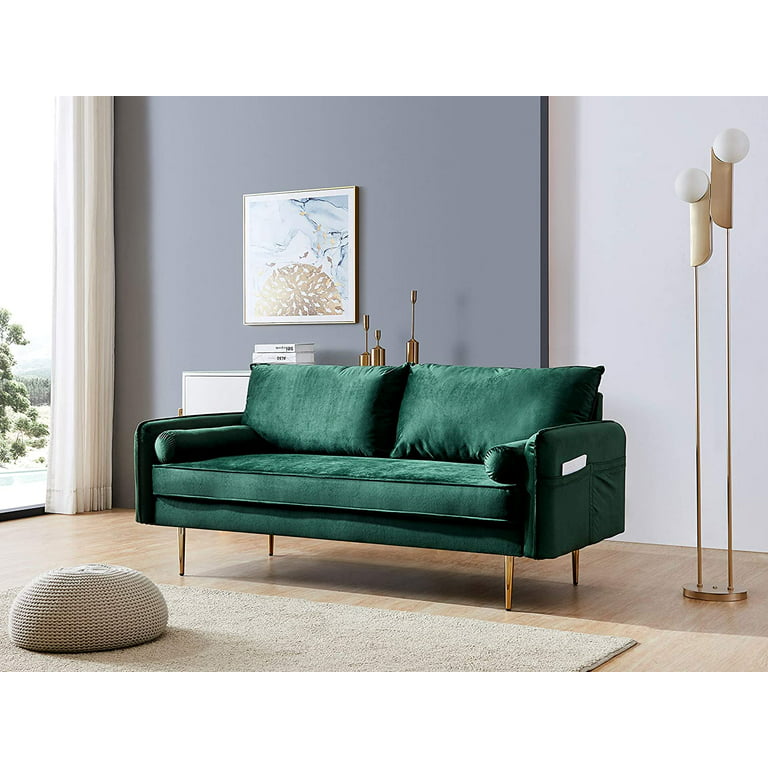 Velvet Loveseat Sofa Couch, Forest Green Sleeper Sofa