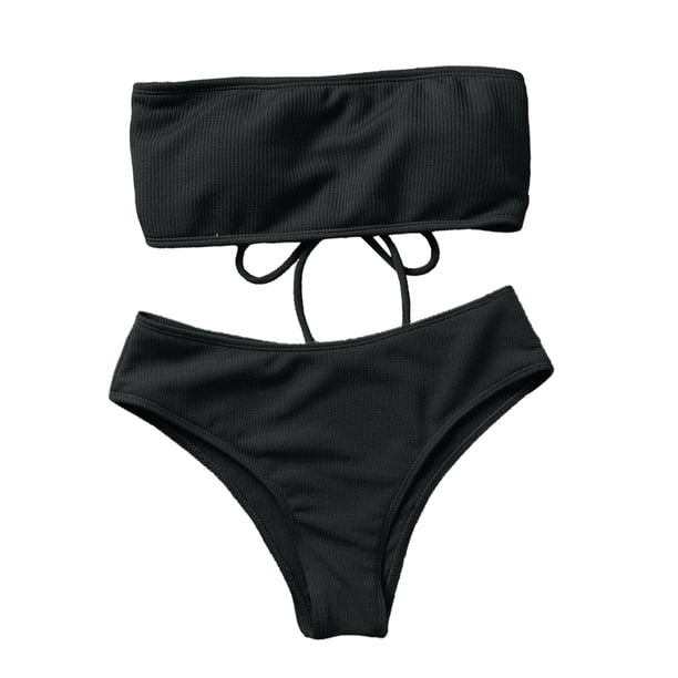 Soidarity Traje de baño dividido para mujer, traje de baño acolchado de poliéster para verano, traje de baño para vacaciones, traje de playa sencillo a Traje de baño Negro L Soidarity OD021066-12