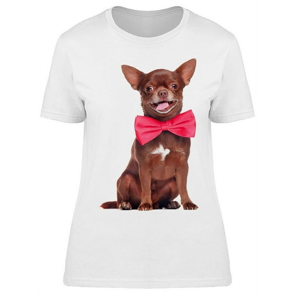 Cute Chihuahua Wearing Pink Bow T-Shirt Women -Image by Shutterstock, Female Large