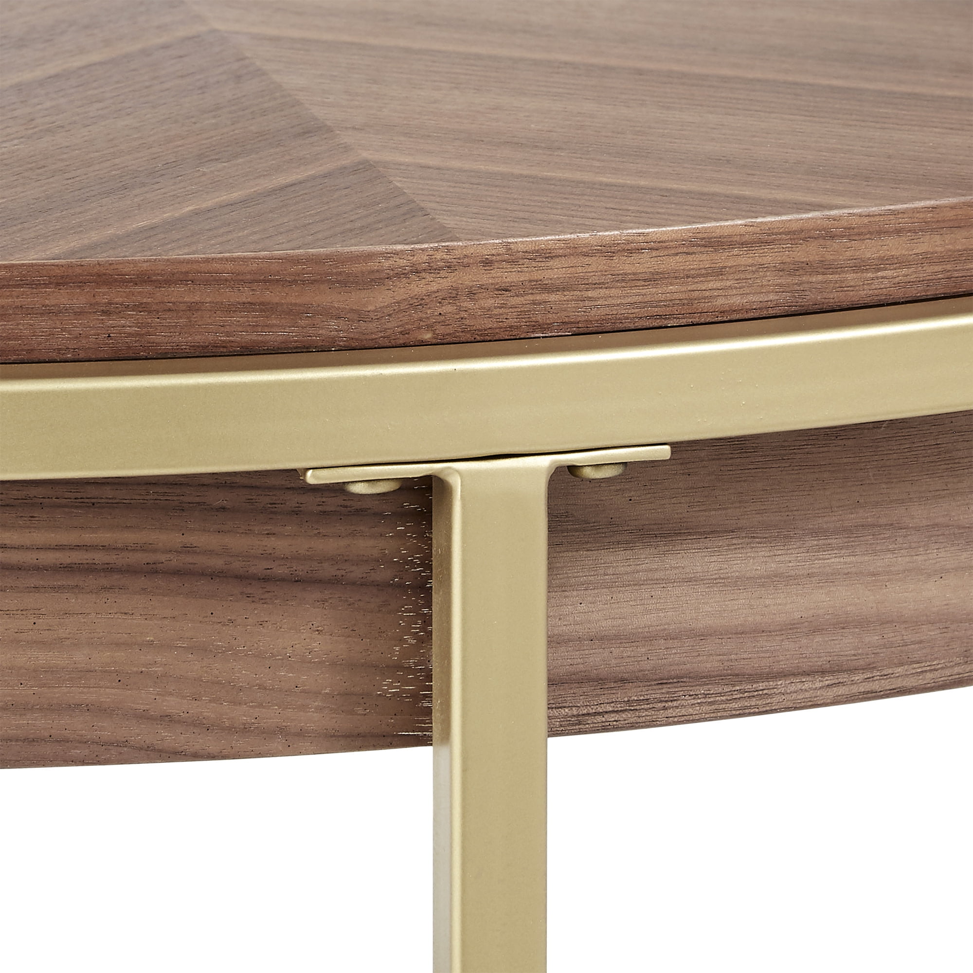 Weston Home Mako Wood & Metal Round Coffee Table, Natural Finish,