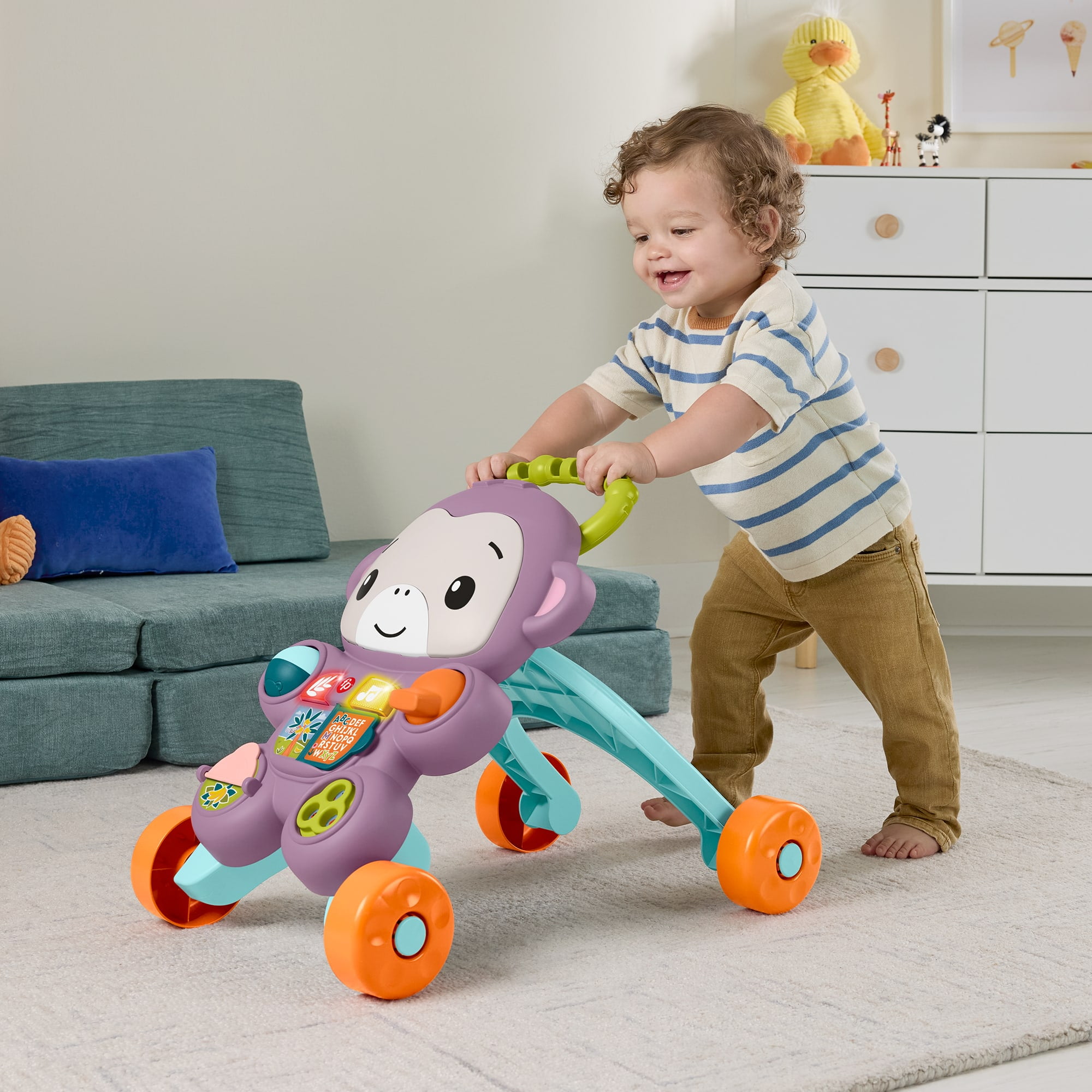 Fisher-Price Trotteur pour bébé Singe Violet Premiers Pas
