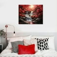 thumbnail image 4 of COMIO Lasdel Natural Extra Framed Canvas Wall Art of Wide Waterfall &amp; Red Leaves Picture For Bedroom,Burgundy Nature Black White Artwork Decor,Beautiful Maple Leaves Landscape Print Painting, 4 of 4