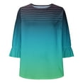 thumbnail image 4 of Plebaso Womens Summer Tops Ruffle 3/4 Length Sleeve Round Neck Shirts Pleated Casual Loose Tunic Blouses, 4 of 6