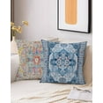 thumbnail image 3 of Ethnic Bohemian Pillow Covers 18X18 Inch Vintage Tribal Carpet Persian Pattern Throw Pillow Covers Super Soft Farmhouse Decorative Pillows for Living Room Bedroom Outdoor (Blue/Light Blue), 3 of 6