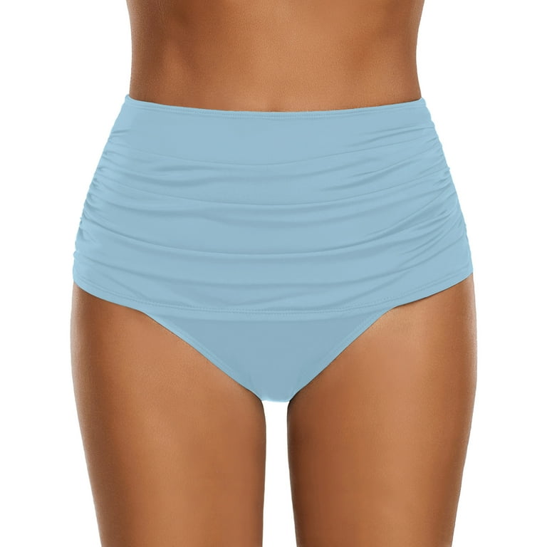 luvamia Women's High Waisted Swim Bottoms Shirred Tummy Control