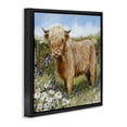 thumbnail image 2 of Stupell Industries French Country Floral Pasture Highland Cow Black Floating Frame Canvas Art, 18 x 18, by Susan Winget, 2 of 7