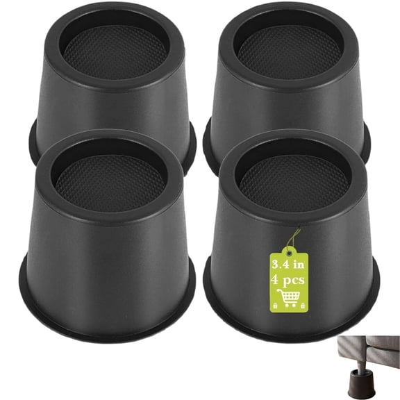 Furniture Risers 4 Inch 4 Pack Heavy Duty Round Bed Risers for Table Desk Couch Sofa Cabinet Black