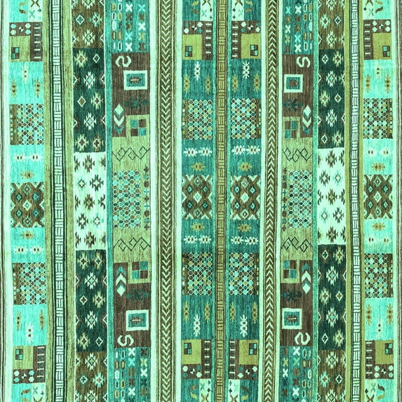 Ahgly Company Machine Washable Indoor Square Abstract Turquoise Blue Modern Area Rugs, 8' Square