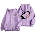 thumbnail image 1 of Women's Fashionable Rugby Printed Zipper Long Sleeved Pocket Drawstring Casual Sports Hoodie (11), 1 of 5