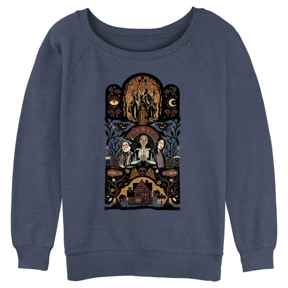 Junior's Hocus Pocus 2 Ornate Ritual Poster Sweatshirt Blue Heather Medium