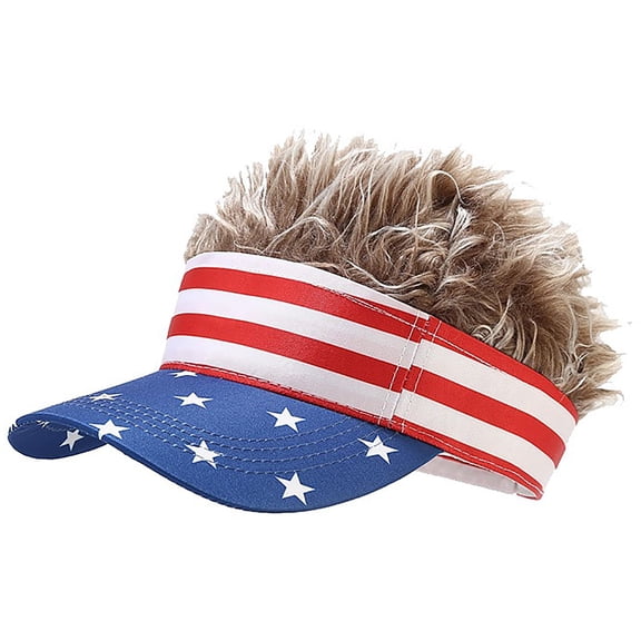 SHILINLANG Mens Visor Cap Wig Adjustable Baseball Cap Golf Hats with Fake Hair Sun cap Street Hip Hop Hat