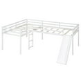 thumbnail image 6 of DreamBuck Twin Size Loft Bed L-Shaped, Solid Wood Low Loft Bed with Slide and Ladder for 2 Teens, No Box Spring Needed, White, 6 of 8