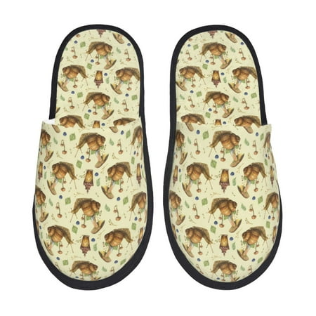 

Honeii Snail With Mushrooms print Slippers Memory Foam House Bedroom Slippers for Women and Men Fuzzy Plush Comfy Faux Fur Lined Slide Shoes-Large