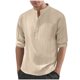 thumbnail image 2 of pstuiky Camisas de manga larga abrigadas para hombre, Camisas de lino a la moda para hombre, informales, lisas, con botones, cuello alto, bolsillos y manga larga camisetas de hombre xl, 2 of 8