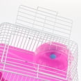 thumbnail image 3 of Jaula portátil para hámster con dispensador de comida y rueda de ejercicio Rosado, 3 of 9