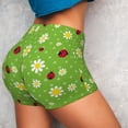 thumbnail image 4 of Fotbe Daisies And Ladybugs Seamless Shorts, Womens Workout Shorts High Waist Stretch Booty Short for Gym/Yoga/Running/Biking-Large, 4 of 9