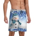 thumbnail image 2 of Tideii Christmas Snowman In The Snow Print Men's Short Pajama Pants, Elastic Pocket Summer Pajama Pants Sleepwear, Lounge Pants-3X-Large, 2 of 6