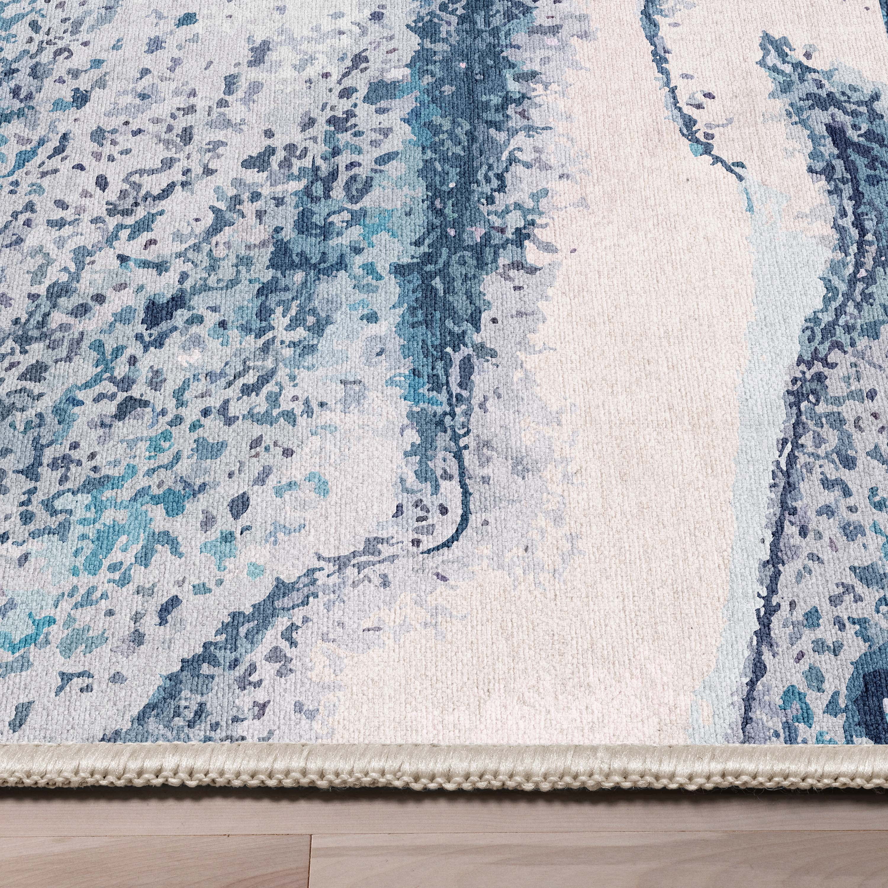 Well Woven Abstract Tokyo Modern Retro Marble Flat-Weave Blue 9'10" x 13' Area Rug