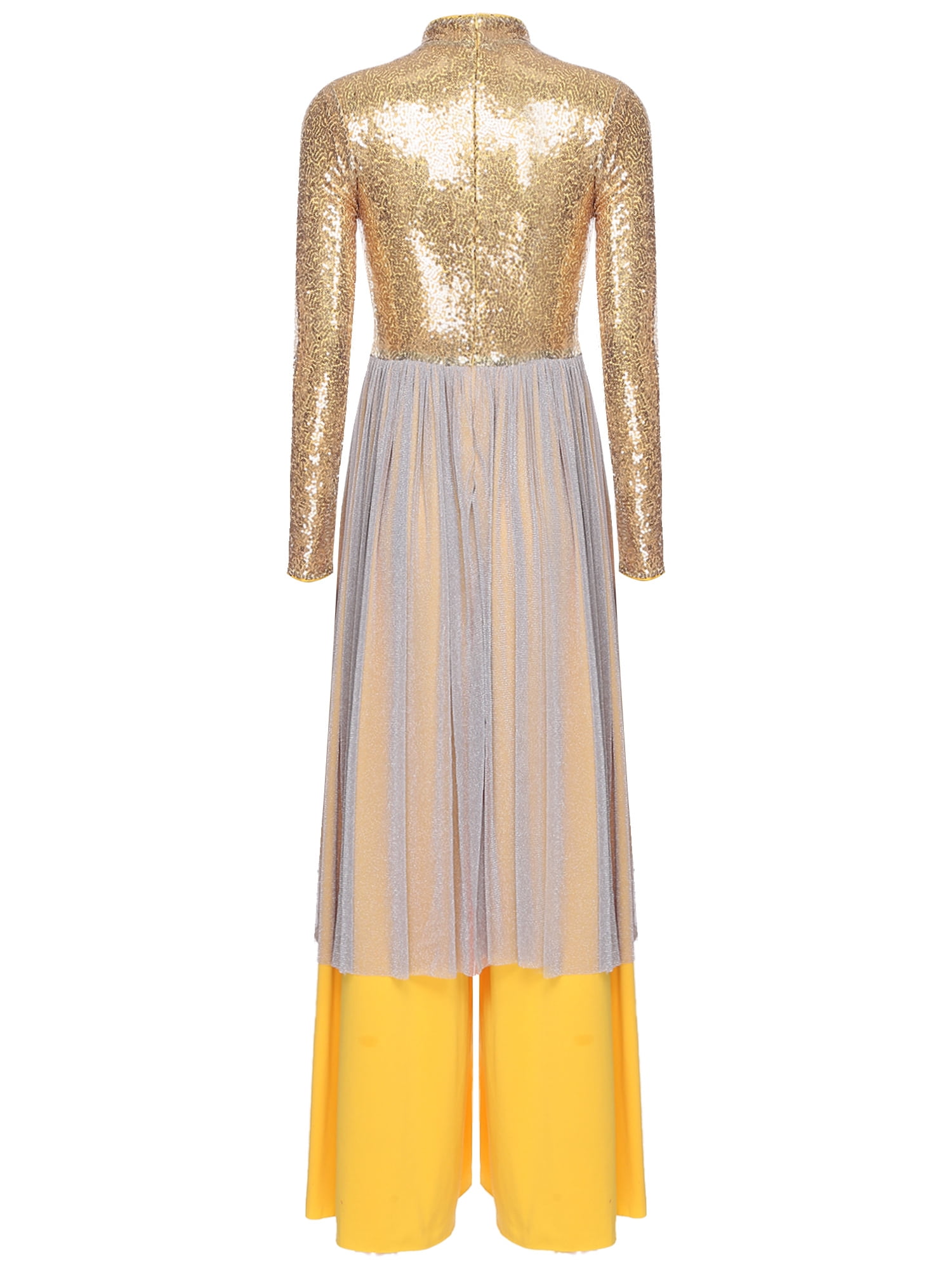 Miutii Women's Long Sleeve Sequin Liturgical Praise Dance Wide Leg