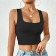 thumbnail image 2 of Uaswgudfs ​Tank Top for Women Sleeveless Square Neck Crop: Wide Straps, Slim Bodycon Fit, Stretchy Casual Wear, Summer Fashion Top & Basic Blouse Black L, 2 of 7