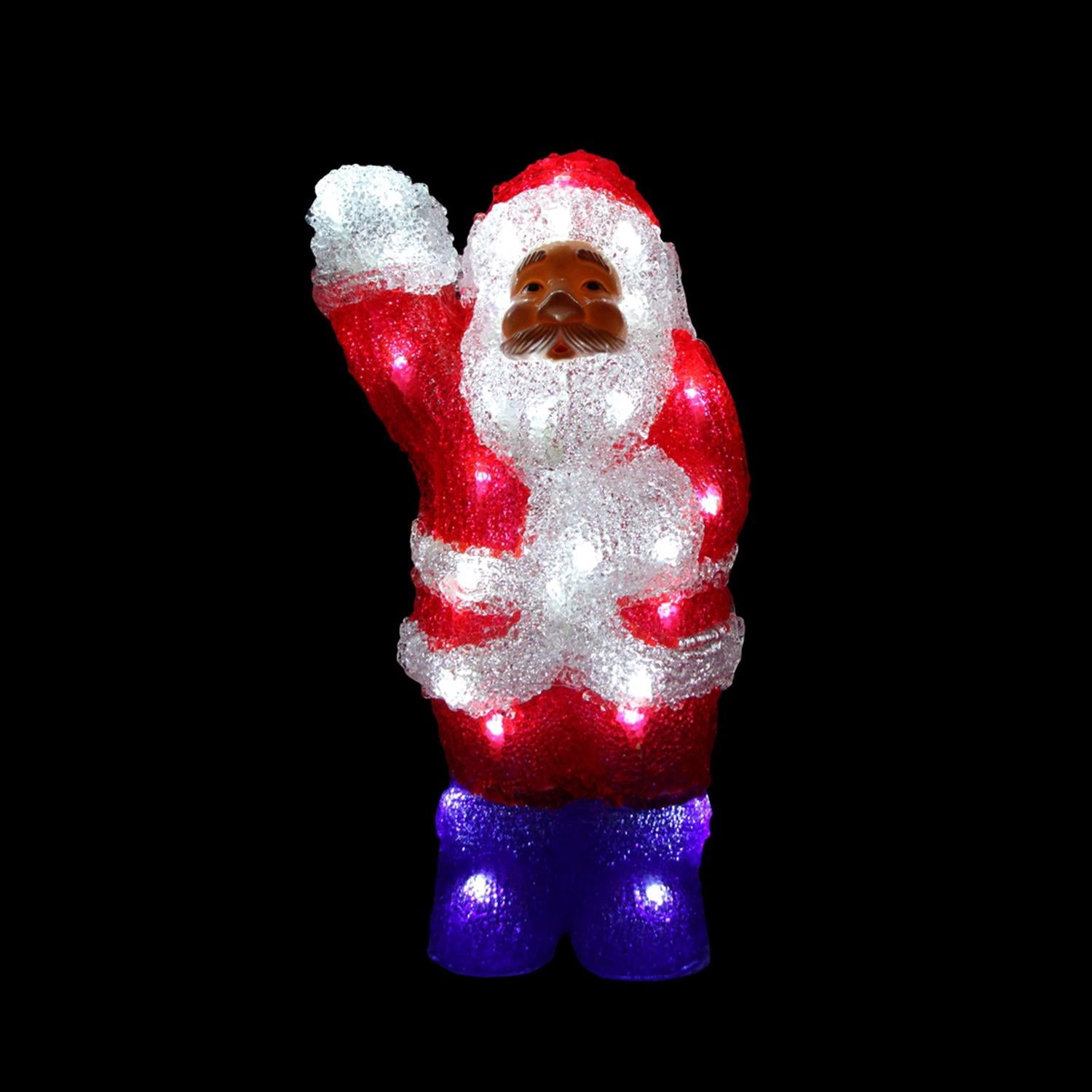 14" Lighted Commercial Grade Acrylic Waving Santa Claus Christmas Display Decoration