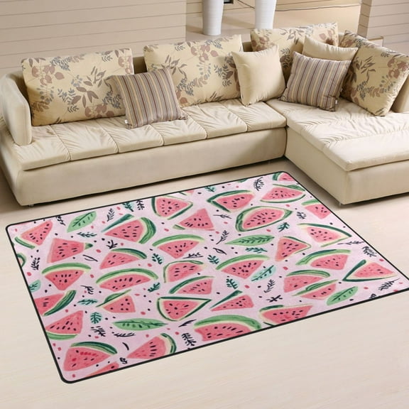 Watermelon Doodles Soft Polyester Area Rug 31''x20'', Non Slip, Memory Foam, Water Absorbent