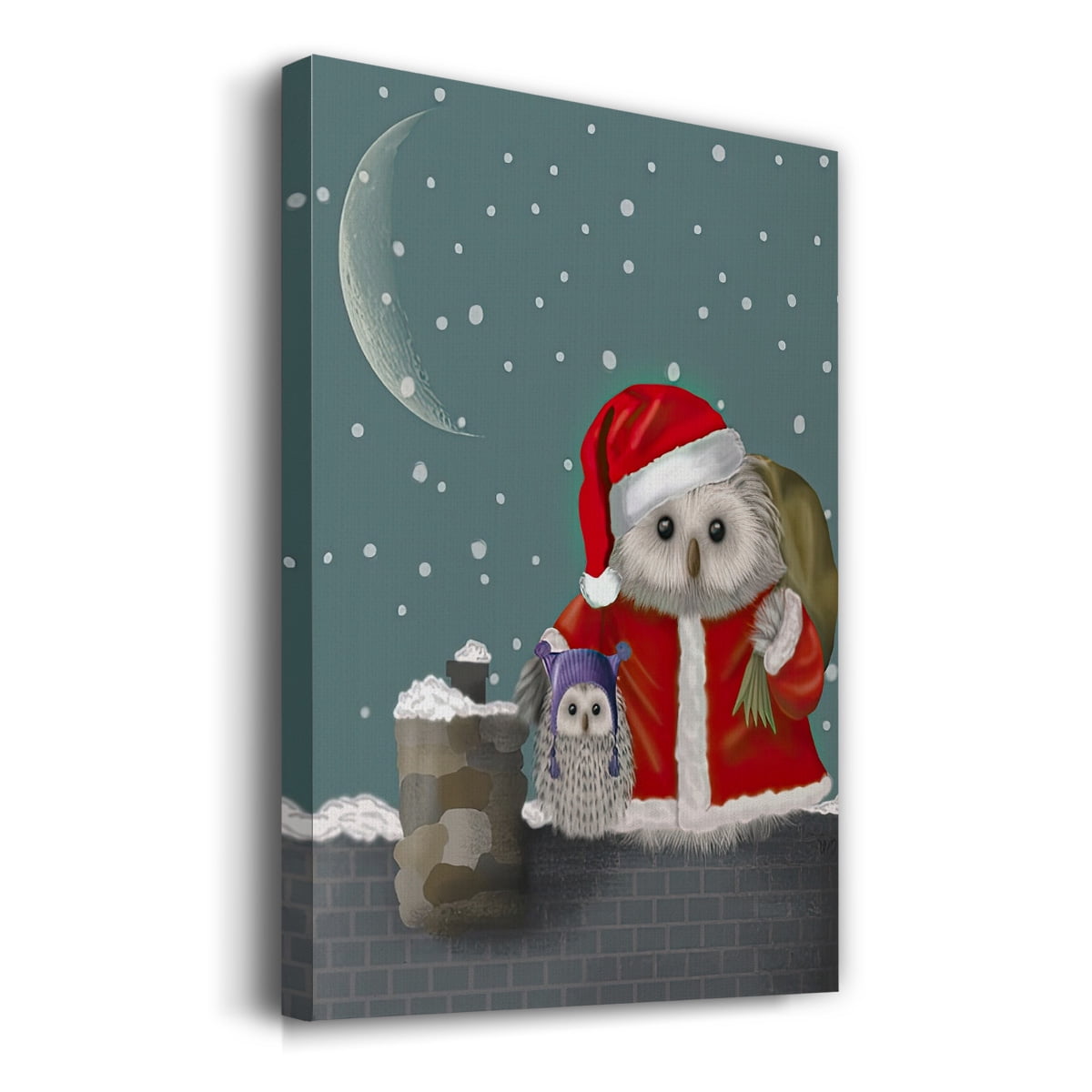 Christmas Santa Owl- Gallery Wrapped Canvas
